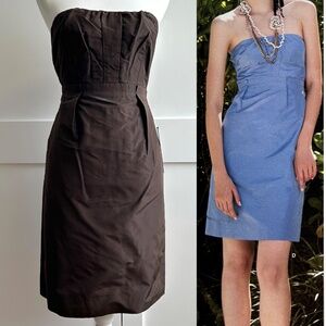 J.Crew NWT Strapless Silk Taffeta Gracen Dress Brown 0P Mini